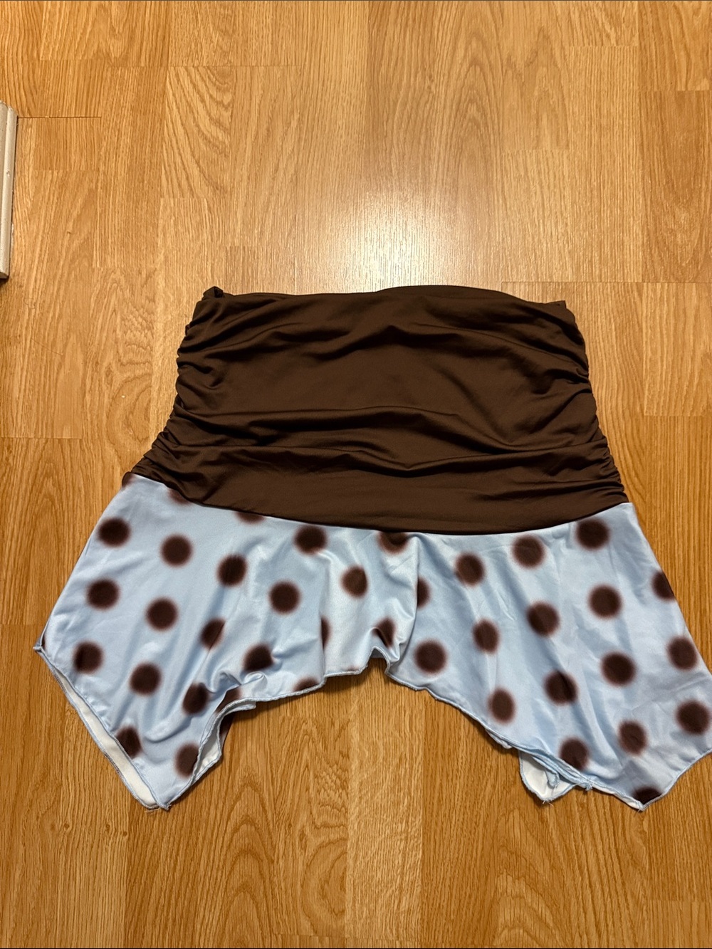 Peppermayo Brown and Light Blue Polka Dot Skirt